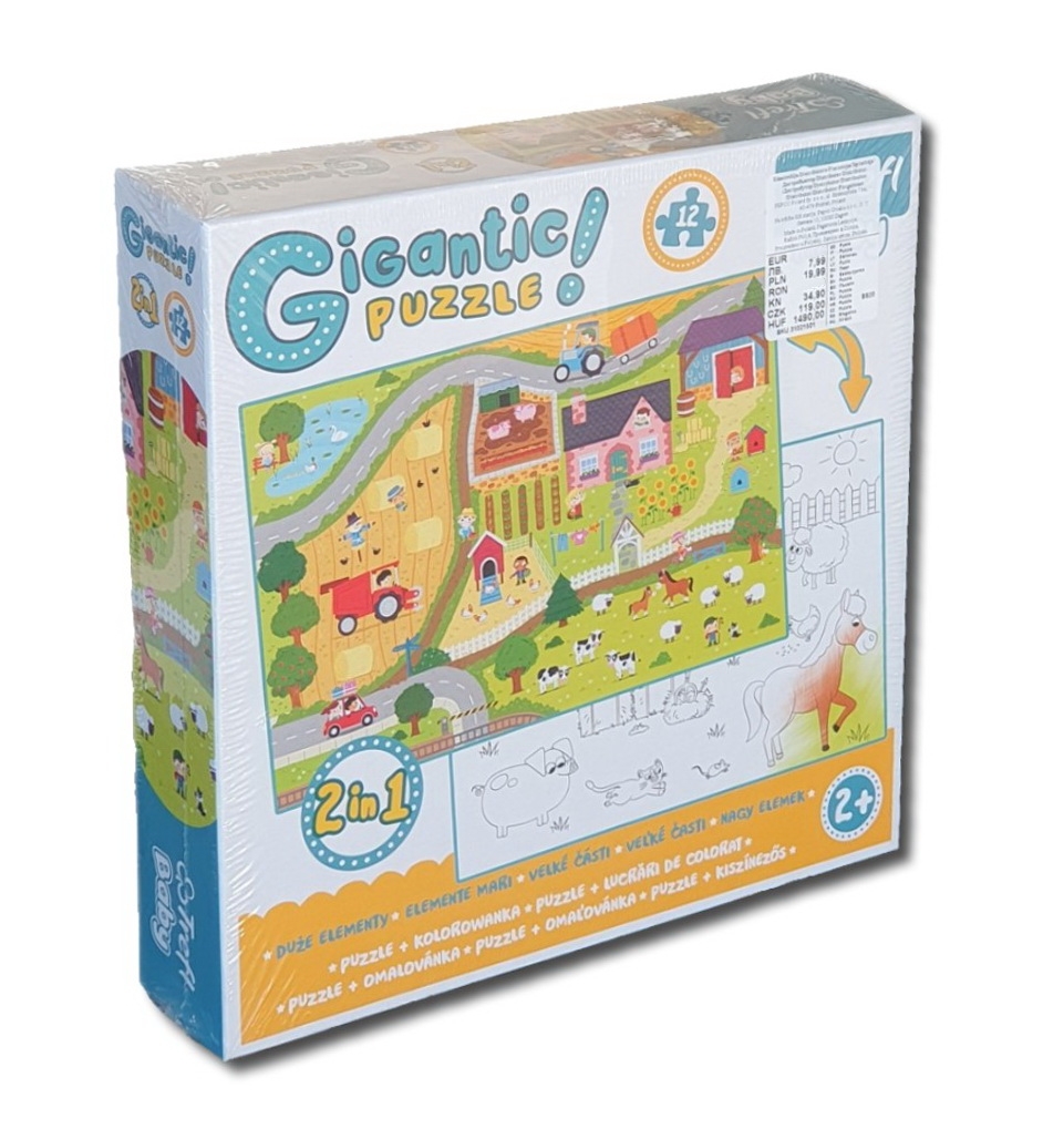 Puzzle Gigantic- Ferma,12 piese - Activitati pentru copii (2+)