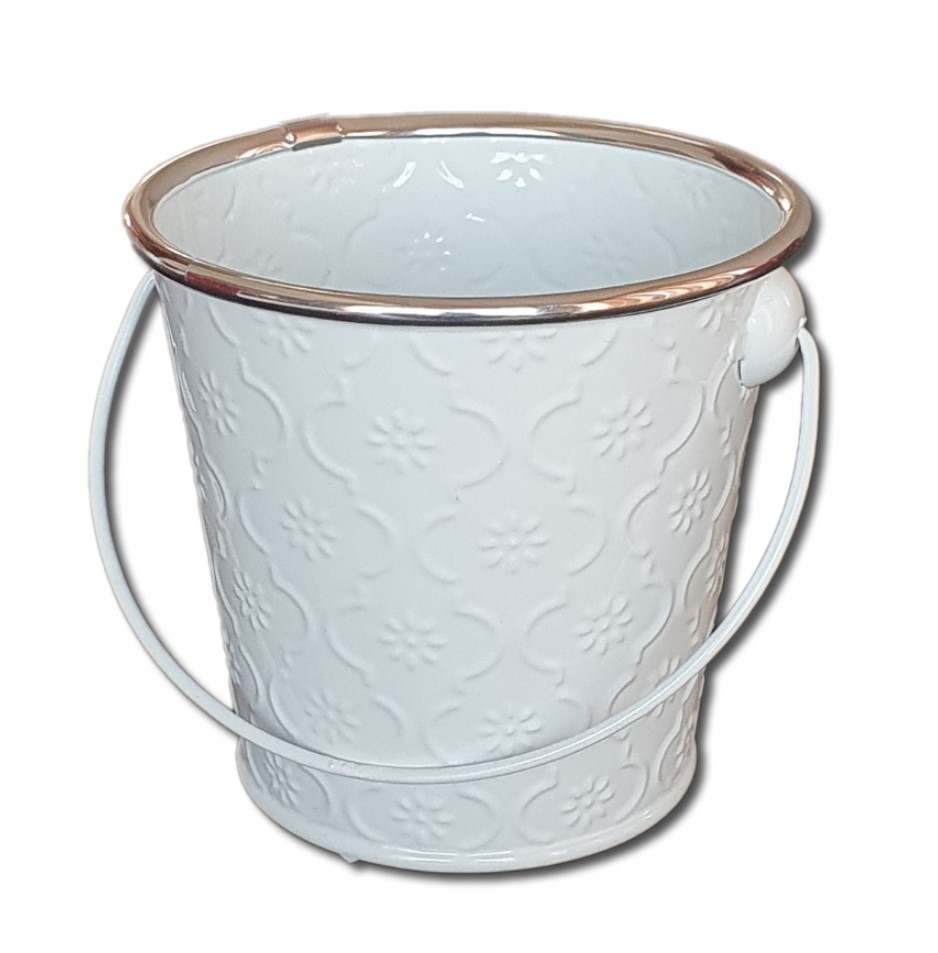 Masca pentru ghiveci din metal alb 10*10,5 Masca pentru ghiveci din metal alb 10*10,5