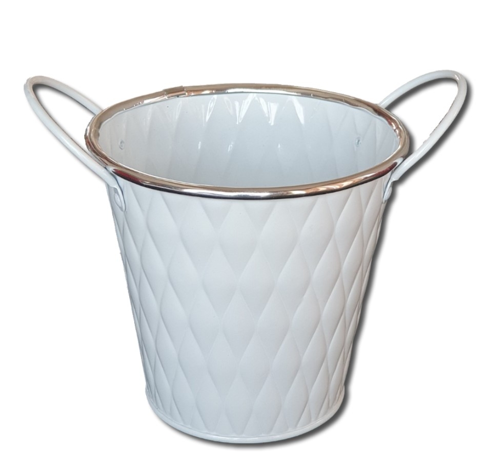 Masca pentru ghiveci din metal alb, model romburi 12,5*14 Masca pentru ghiveci din metal alb, model romburi 12,5*14