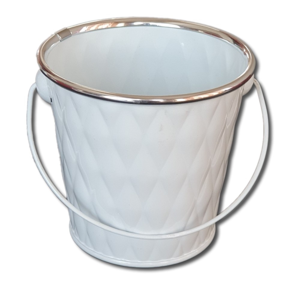 Masca pentru ghiveci din metal alb, model romburi 10,5*11