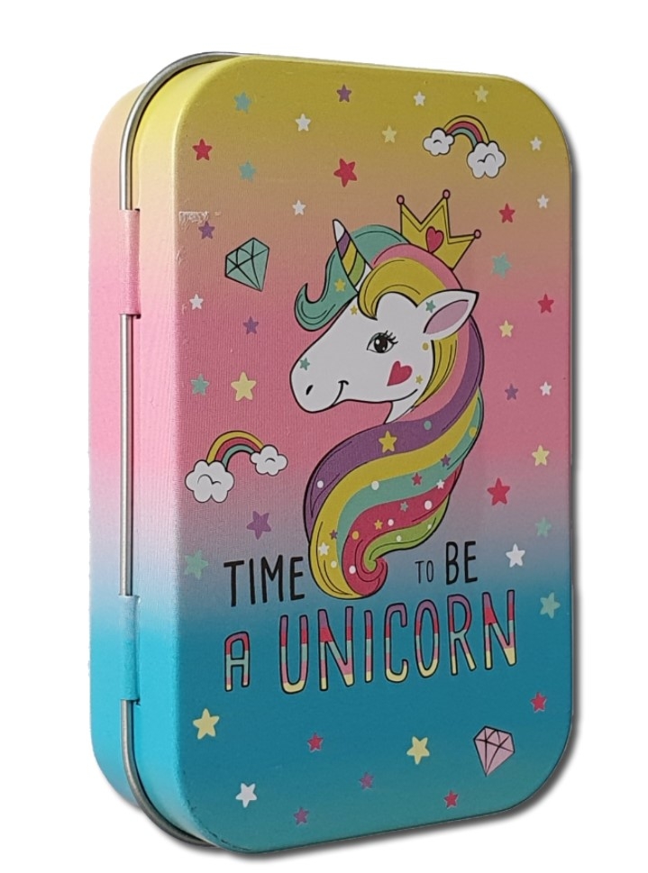 Cutie metalica, depozitare, roz-turcoaz - Time to be a Unicorn (9.5x6x2.5 cm) Cutie metalica, depozitare, roz-turcoaz - Time to be a Unicorn (9.5x6x2.5 cm)