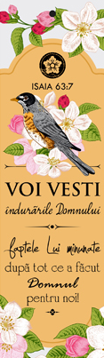 Semn de carte cu panglica portocaliu -  Verset:  "Voi vesti îndurările Domnului, faptele Lui minunate, după tot ce a făcut Domnul pentru noi!" Isaia 63:7      [04]