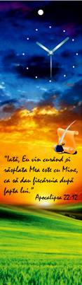 Semn de carte cu panglica albastră -  Verset:  "Iată, Eu vin curând şi răsplata Mea este cu Mine, ca să dau fiecăruia după fapta lui." Apocalipsa 22:12   [13]