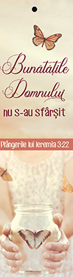 Semn de carte cu panglica crem  -   Verset:  "Bunătăţile Domnului nu s-au sfârşit." Plângerile lui Ieremia 3:22    [26]