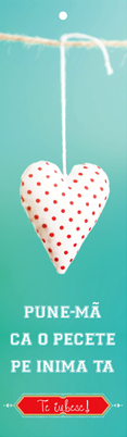 Semn de carte cu panglica albă  -  Text:  "Pune-mă ca o pecete pe inima ta. Te iubesc!"    [45]