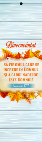 Semn de carte cu panglica  albastră -    Verset:  "Binecuvântat să fie omul care se încrede în Domnul şi a cărui nădejde este Domnul!" Ieremia 17:7  [54]
