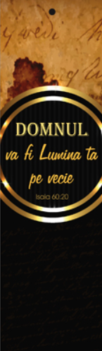 Semn de carte cu panglica  maro -  Verset:  "Domnul va fi Lumina ta pe vecie" Isaia 60:20    [61]