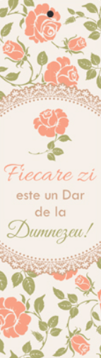 Semn de carte cu panglica  roz - Text:   "Fiecare zi este un Dar de la Dumnezeu!"       [70]