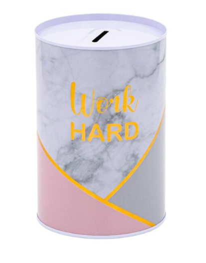 Pusculita metalica, Dream Big, pentru copii, gri/roz, 10x15 Pusculita metalica, Dream Big, pentru copii, gri/roz, 10x15