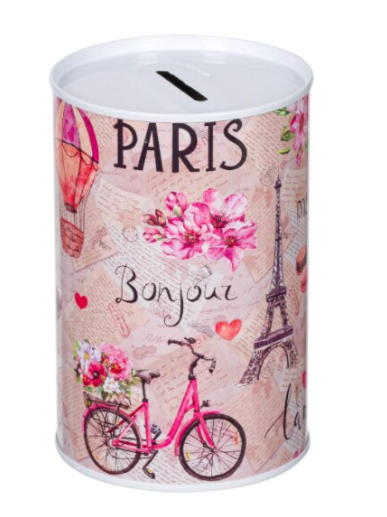 Pusculita Bonjour Paris, Metal, 8x12,5 cm Pusculita Bonjour Paris, Metal, 8x12,5 cm