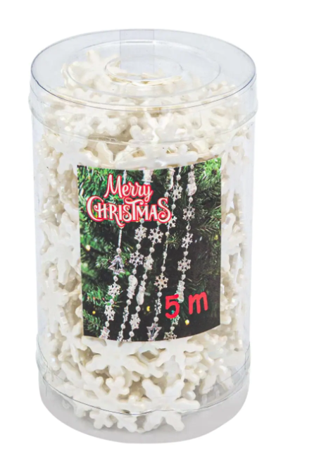 Ghirlanda pentru bradut, alba, in forma de fulgi - dimensiune (5 m) Ghirlanda pentru bradut, alba, in forma de fulgi - dimensiune (5 m)