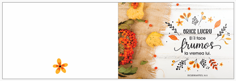 Felicitare -  Verset:  "Orice lucru El îl face frumos la vremea lui." Eclesiastul 3:11 Felicitare -  Verset:  "Orice lucru El îl face frumos la vremea lui." Eclesiastul 3:11