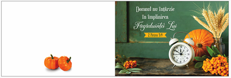 Felicitare -  Verset:  "Domnul nu întârzie în împlinirea făgăduinţei Lui." 2 Petru 3:9 Felicitare -  Verset:  "Domnul nu întârzie în împlinirea făgăduinţei Lui." 2 Petru 3:9