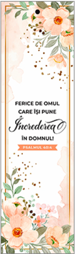 Semn de carte cu panglica crem  -  Verset:  "Ferice de omul care îşi pune încrederea în Domnul!" Psalmul 40:4   [74]