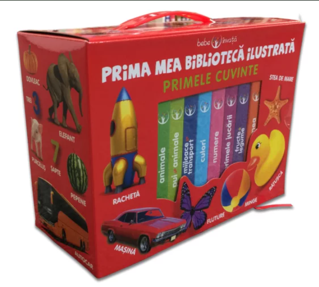 Cutie Prima mea bibliotecă ilustrată. Primele cuvinte. Bebe învață (8 cărticele) Cutie Prima mea bibliotecă ilustrată. Primele cuvinte. Bebe învață (8 cărticele)