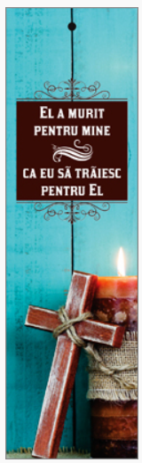Semn de carte cu panglica albastră  -   Text:  "El a murit pentru mine, ca eu să trăiesc pentru El"    [83]