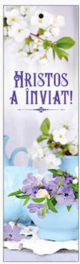 Semn de carte cu panglica mov  -   Text:  Hristos a înviat!   [93]