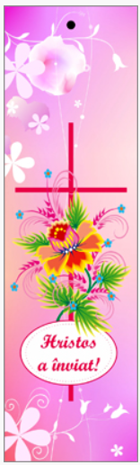 Semn de carte cu panglica mov  -   Text:  Hristos a înviat!   [95]