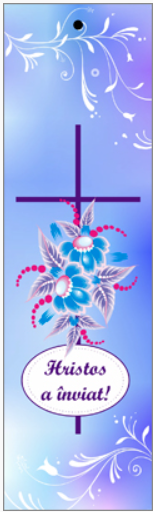 Semn de carte cu panglica mov  -   Text:  Hristos a înviat!   [97]