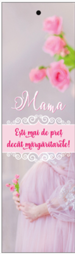 Semn de carte cu panglica roz -   Text:  "Mama, ești mai de preț decât mărgăritarele!"       [101]