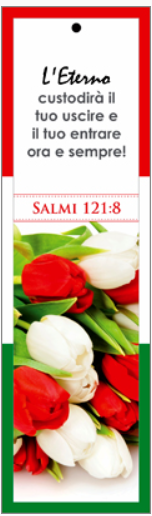 Semn de carte cu panglica roșie  -   Verset:  "L'Eterno custodirà il tuo uscire e il tuo entrare ora e sempre!" Salmi 121:8    [108]