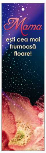 Semn de carte cu panglica mov -  Text:  "Mama, eşti cea mai frumoasă floare!"     [120]