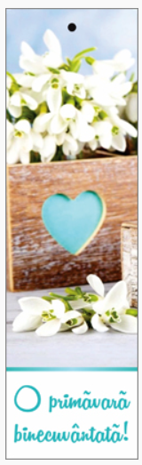 Semn de carte cu panglica albastră   -   Text:  "O primăvară binecuvântată!"     [124]