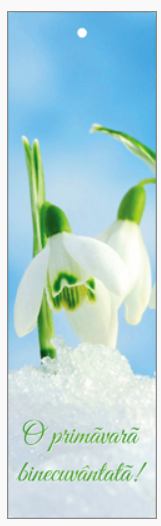 Semn de carte cu panglica albastră   -  Text:  "O primăvară binecuvântată!"       [125]