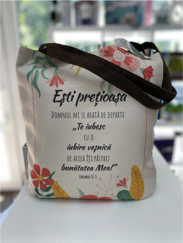 Sacoșă din pânză - Ești prețioasă Sacoșă din pânză - Ești prețioasă