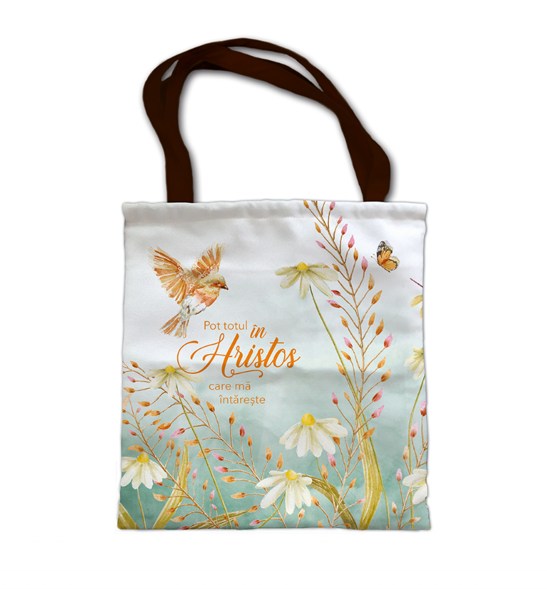 Sacoșă din pânză - Pot totul în Hristos Sacoșă din pânză - Pot totul în Hristos
