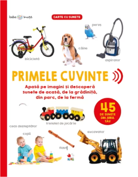 Bebe invata - Carte cu sunete - Primele cuvinte - apasa pe imagini si descopera sunete de acasa, de la gradinita, din parc, de la ferma Bebe invata - Carte cu sunete - Primele cuvinte - apasa pe imagini si descopera sunete de acasa, de la gradinita, din parc, de la ferma