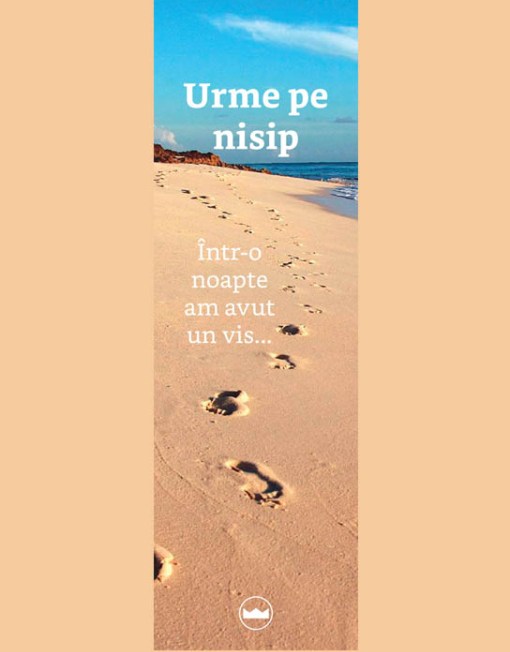 Semn de carte cu verset biblic - Urme pe nisip (5x16cm)