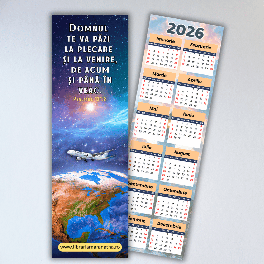 Semn de carte cu CALENDAR 2026, fata/verso - Domnul te va pazi Semn de carte cu CALENDAR 2026, fata/verso - Domnul te va pazi