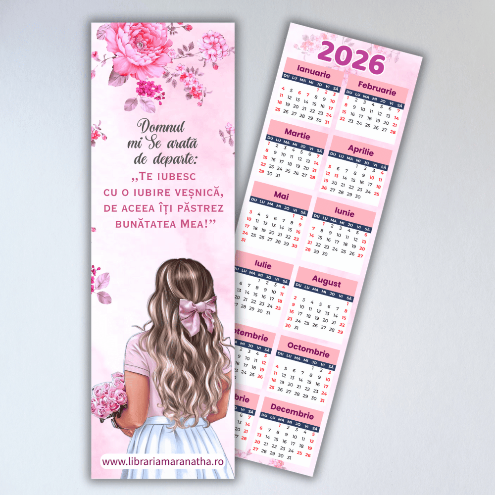 Semn de carte cu CALENDAR 2026, fata/verso - Domnul mi se arată de departe Semn de carte cu CALENDAR 2026, fata/verso - Domnul mi se arată de departe