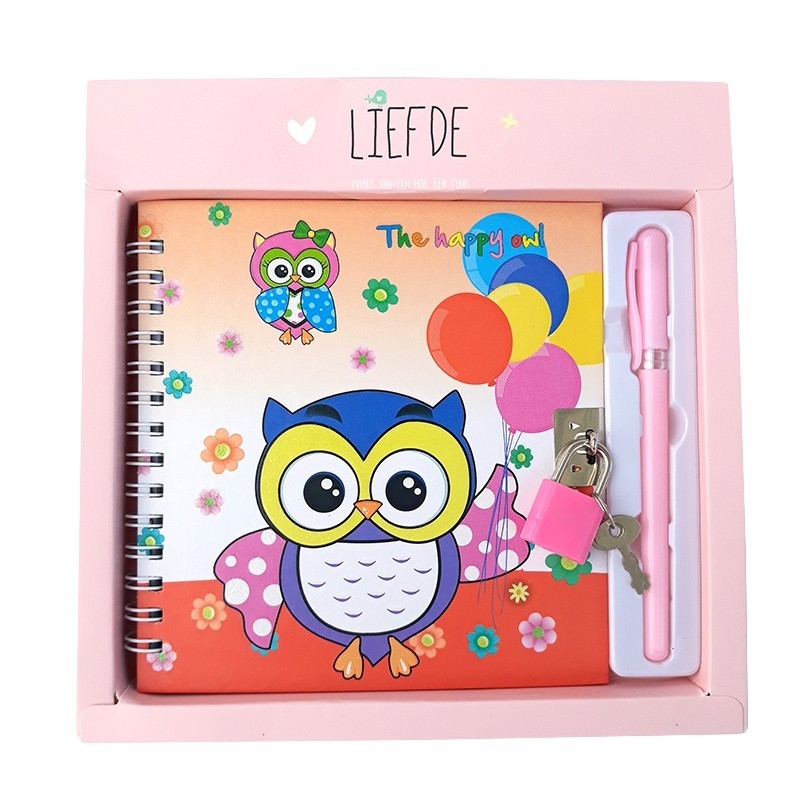 Set agenda cu pix - Bufnite crem