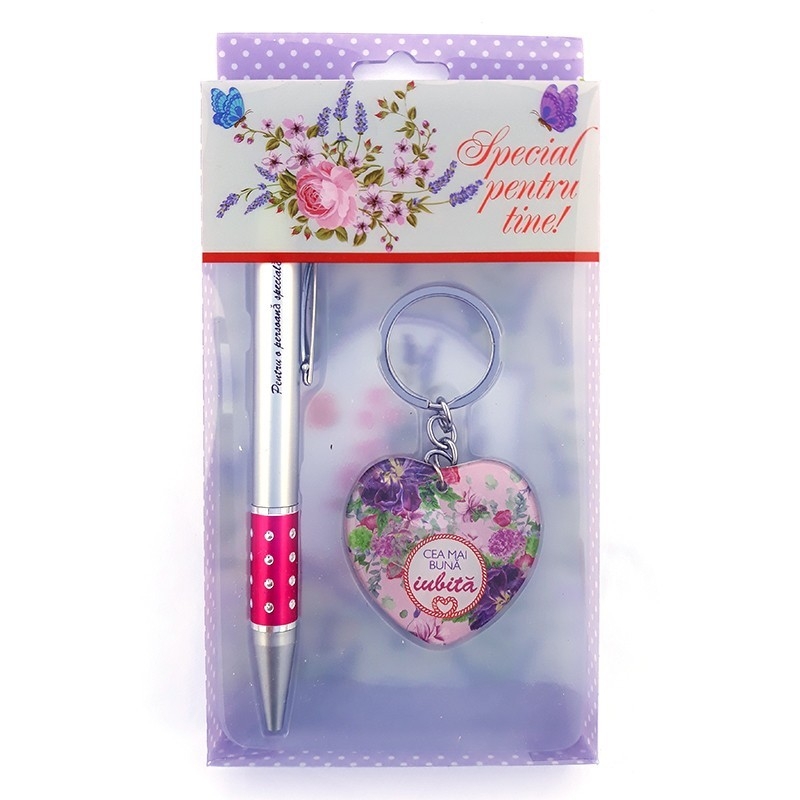 Set breloc cu pix - Cea mai buna iubita Set breloc cu pix - Cea mai buna iubita