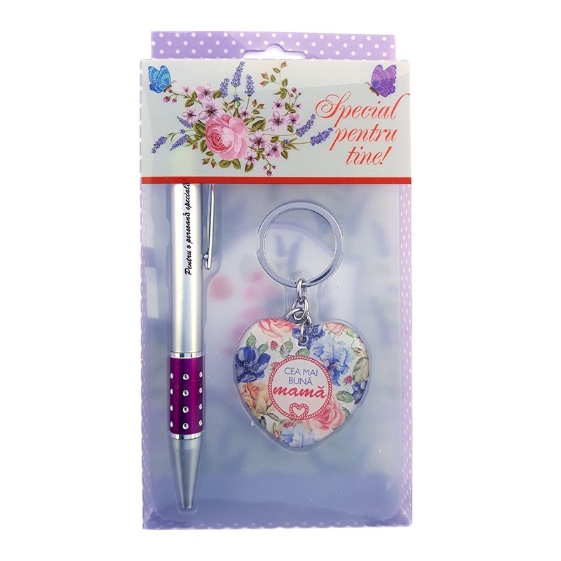 Set breloc cu pix - Cea mai buna mama Set breloc cu pix - Cea mai buna mama