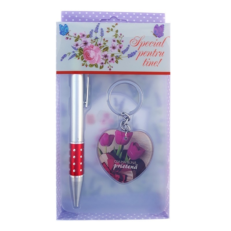 Set breloc cu pix - Cea mai buna prietena Set breloc cu pix - Cea mai buna prietena