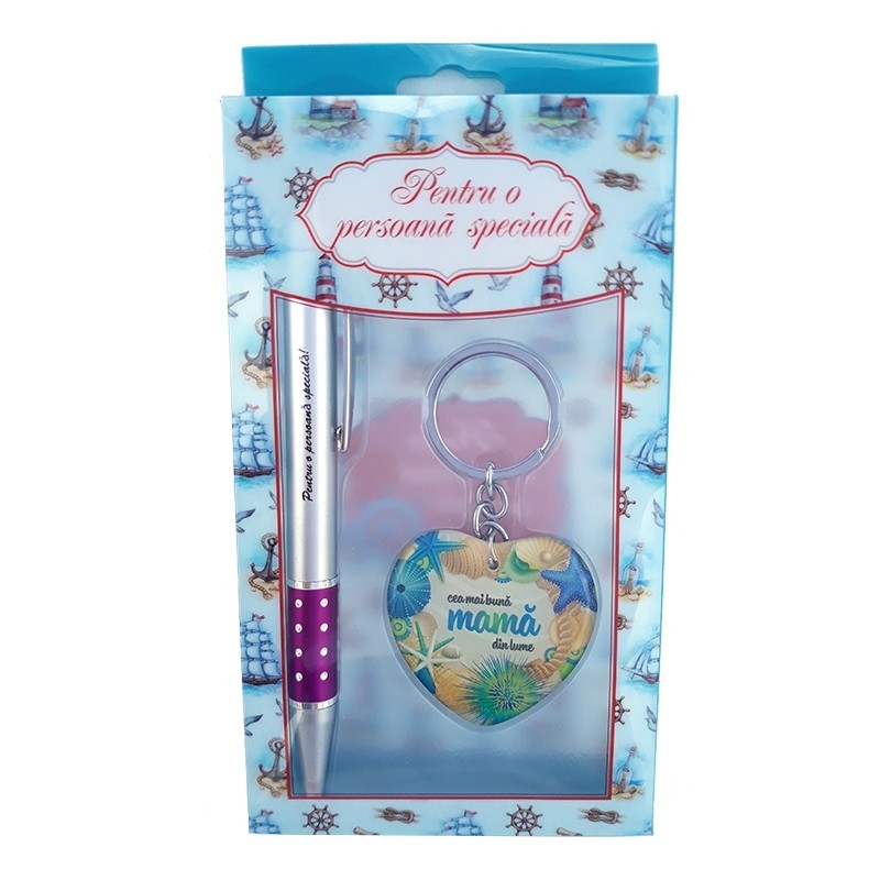Set breloc cu pix - Cea mai buna mama Set breloc cu pix - Cea mai buna mama