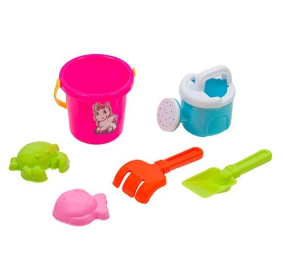 Set jucarii pentru nisip - Galeata, roz + 5 accesorii (8x10cm) Set jucarii pentru nisip - Galeata, roz + 5 accesorii (8x10cm)