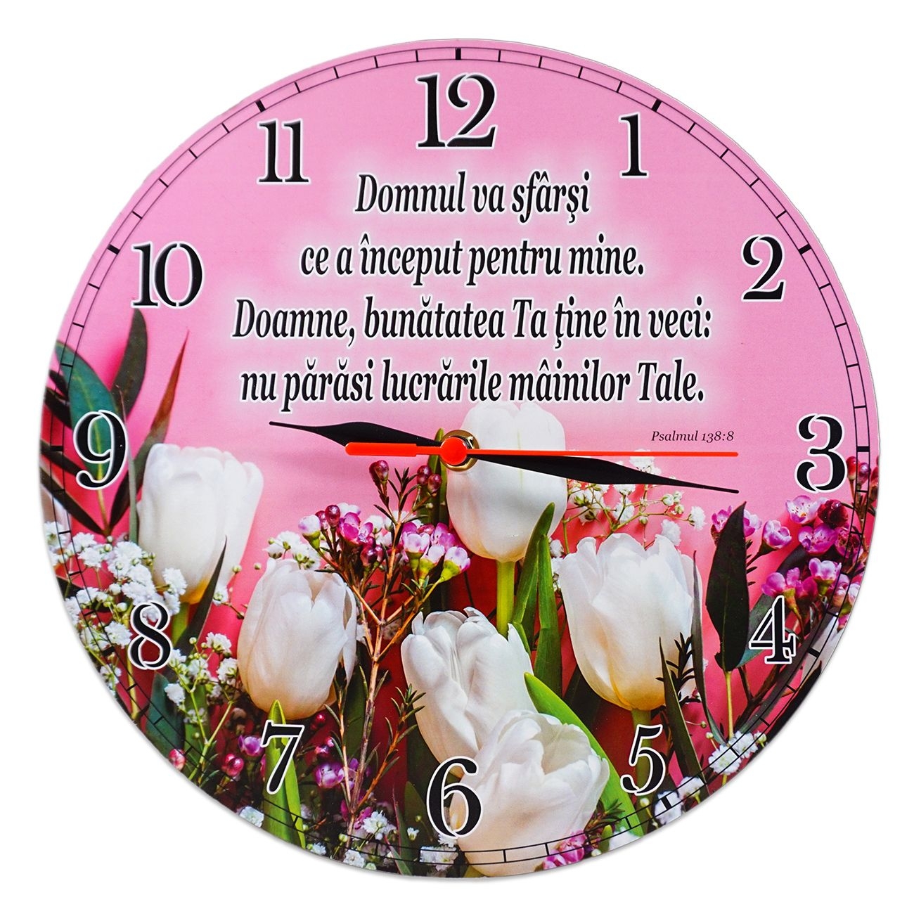 Ceas perete rotund cu mesaj creștin (30 cm) - Domnul va sfârși ce a început Ceas perete rotund cu mesaj creștin (30 cm) - Domnul va sfârși ce a început