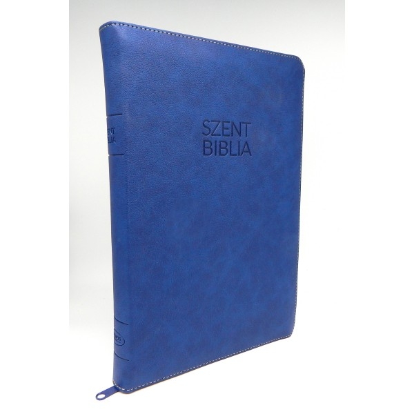 Szent Biblia, Nagy Biblia - Sötétkék - Cipzárral - Regiszterrel, Károli Gáspár Forditása - Biblia mare, piele in lb. maghiara, fermoar, index [073 PF]