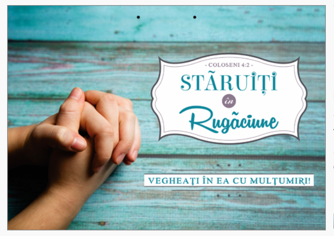 Poster cu verset A4 - "Stăruiţi în rugăciune, vegheaţi în ea cu mulţumiri!" [08]