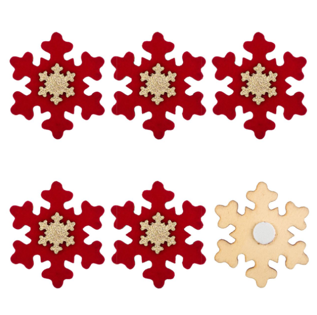 Autocolante decorative de Craciun - Fulgi de zapada din lemn, rosii, 6 buc. Autocolante decorative de Craciun - Fulgi de zapada din lemn, rosii, 6 buc.