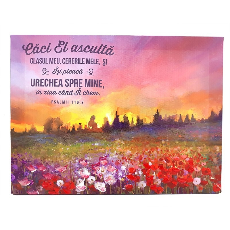 Tablou cu versete - "Caci El asculta glasul meu, cererile mele... '' Ps. 116:2 (40X30 cm) Tablou cu versete - "Caci El asculta glasul meu, cererile mele... '' Ps. 116:2 (40X30 cm)