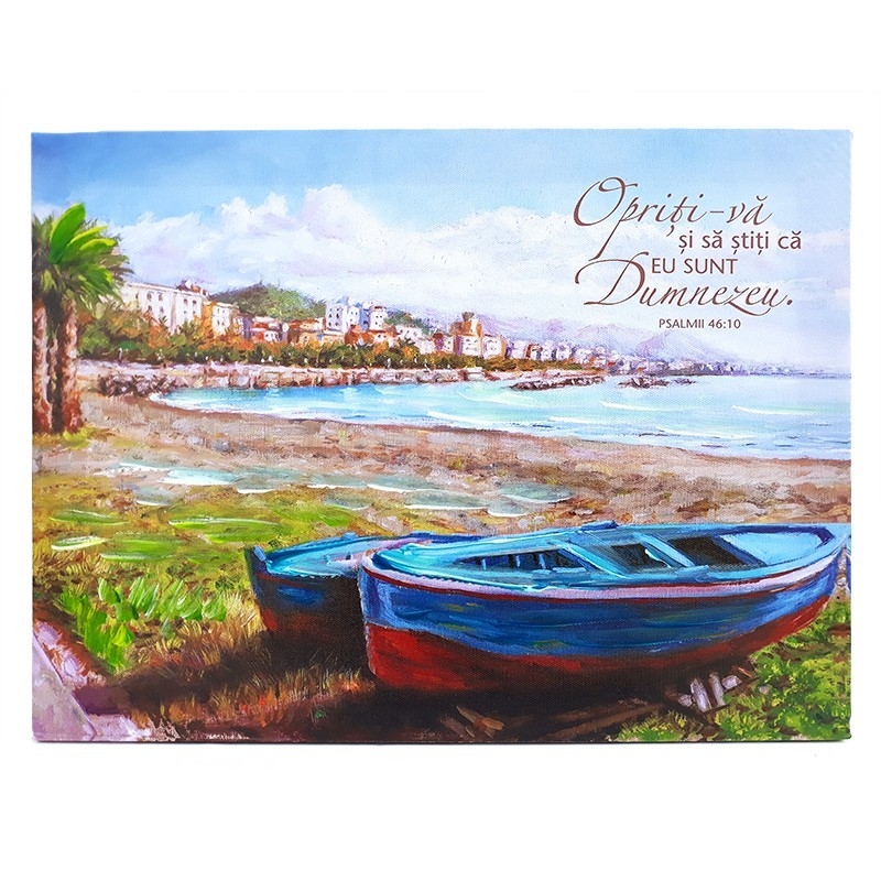 Tablou cu versete - "Opriti-va si sa stiti ca eu sunt Dumnezeu'' Ps. 46:10 (40X30 cm) Tablou cu versete - "Opriti-va si sa stiti ca eu sunt Dumnezeu'' Ps. 46:10 (40X30 cm)