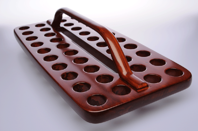 Tava dreptunghiulara din lemn pentru 32 de pahare Tava dreptunghiulara din lemn pentru 32 de pahare