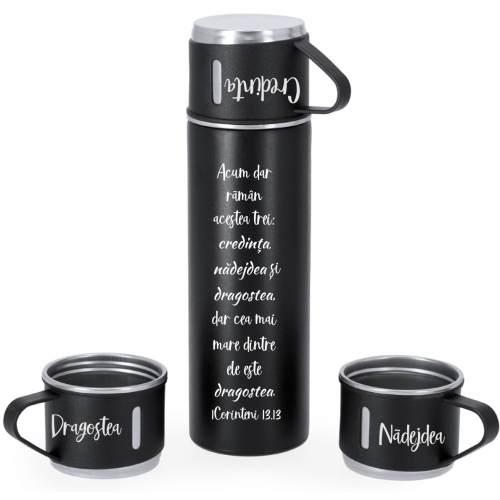 Set termos + 3 cani, Credinta, nadejdea,Dragostea Set termos + 3 cani, Credinta, nadejdea,Dragostea
