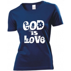 Tricou cu mesaj crestin, femei, albastru navy- God is Love (marimi S,M,L,XL) Tricou cu mesaj crestin, femei, albastru navy- God is Love (marimi S,M,L,XL)