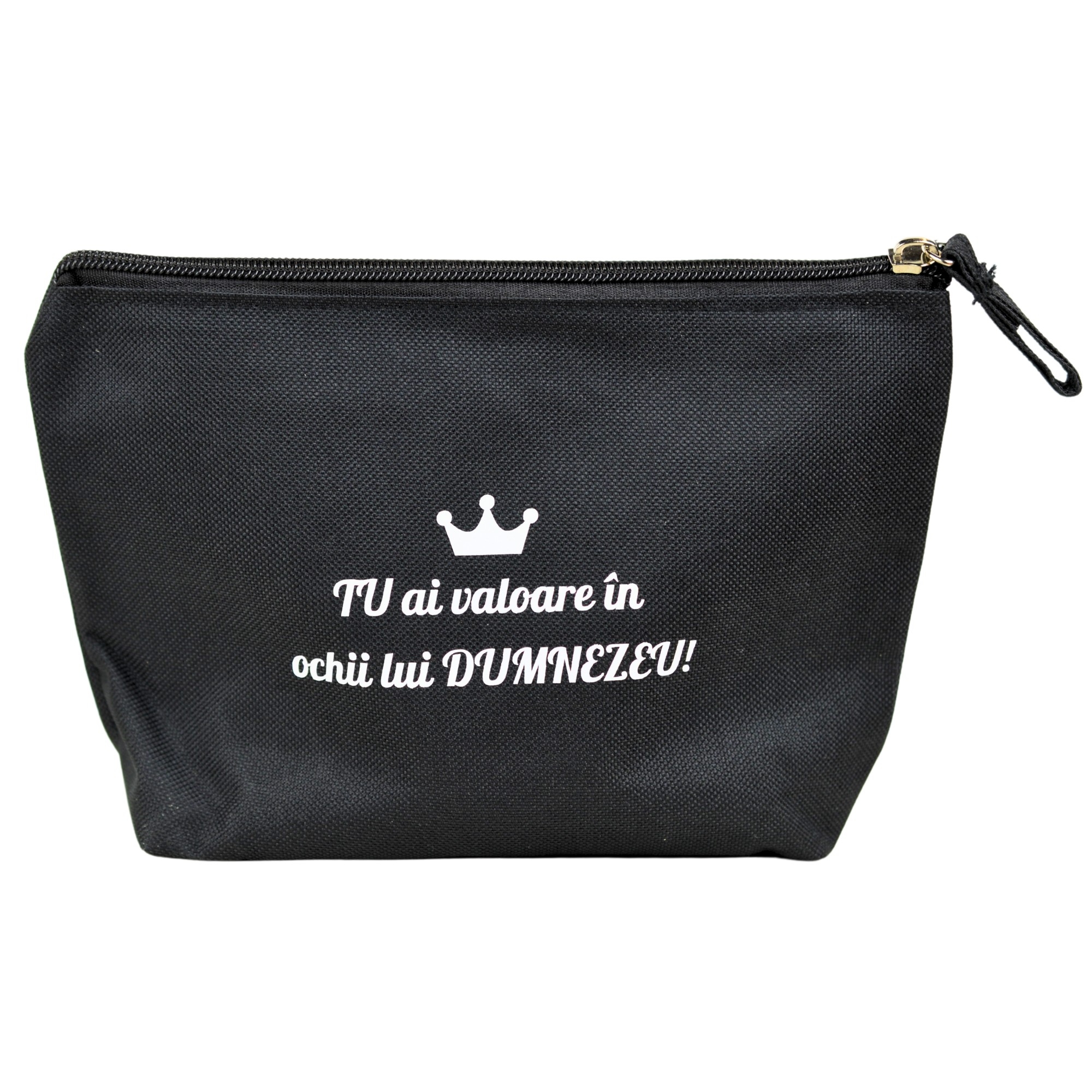 Borsetă din PVC, cu mesaj creștin - Tu ai valoare în ochii lui Dumnezeu (neagră) Borsetă din PVC, cu mesaj creștin - Tu ai valoare în ochii lui Dumnezeu (neagră)